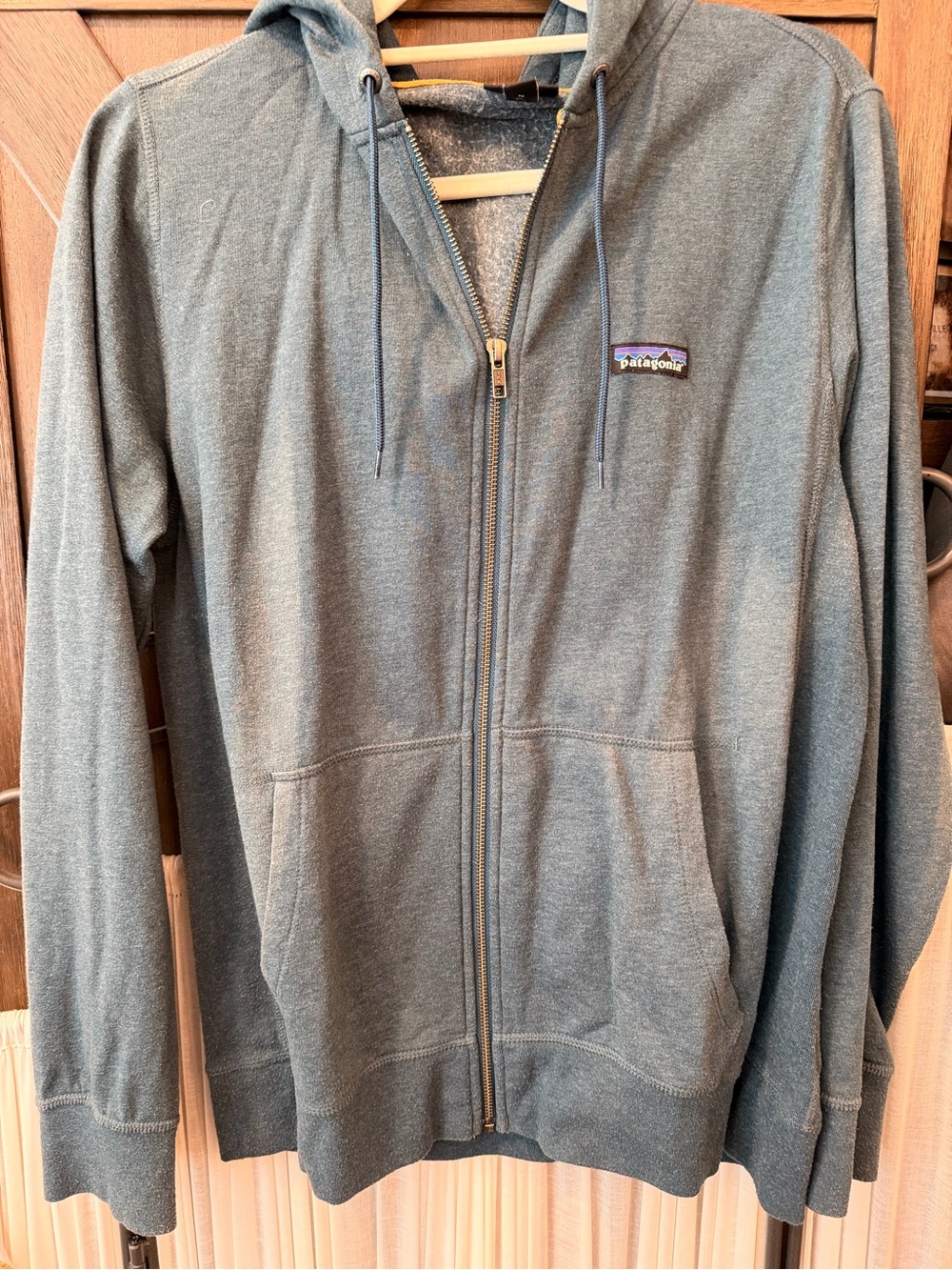 Patagonia Teal Full-Zip Hoodie with Gold Trim